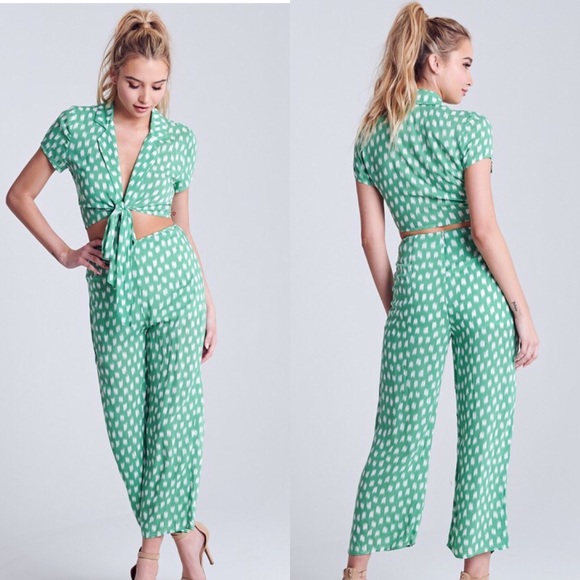 Mint Green Open Tie 2 Piece Set - Picture 3 of 6